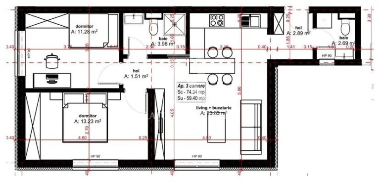 Apartament cu 3 camere | 59 util | Parter | Predare Octombrie | Oradea