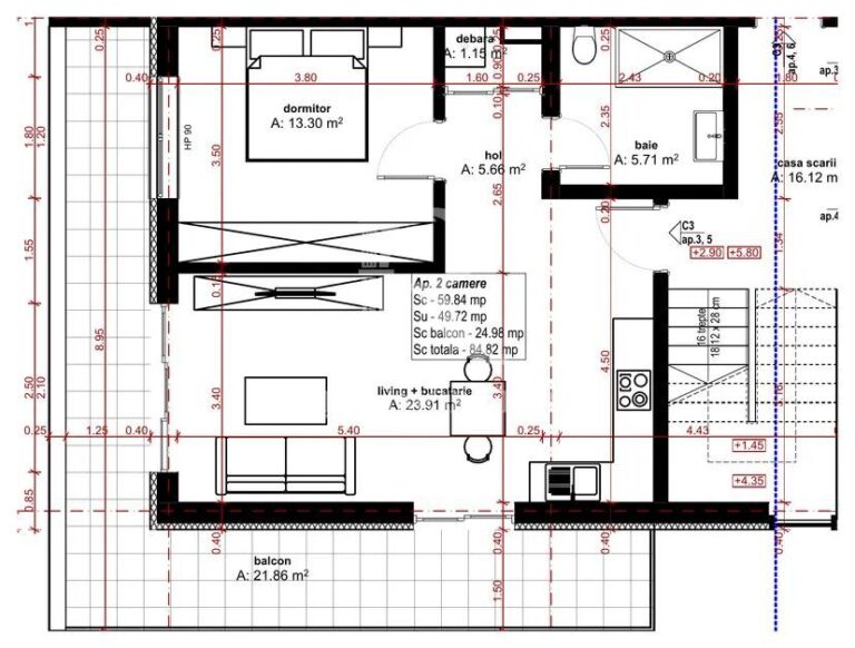 Apartament cu 2 camere | Etajul 1 | 50 utili | Bloc nou | Oradea